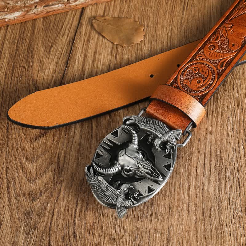 Cintura in pelle vintage Bull &amp; Dual Eagles da uomo