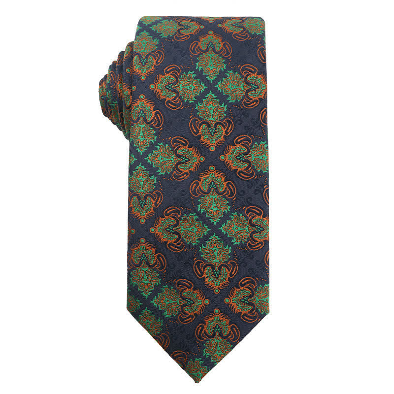 Cravatta da uomo serie verde foresta arancione