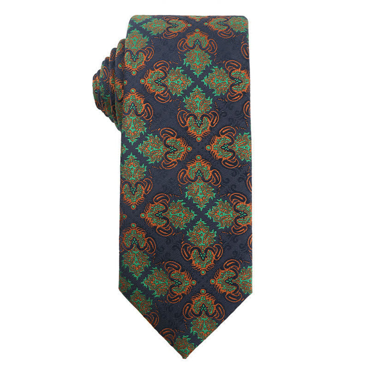 Cravatta da uomo serie verde foresta arancione