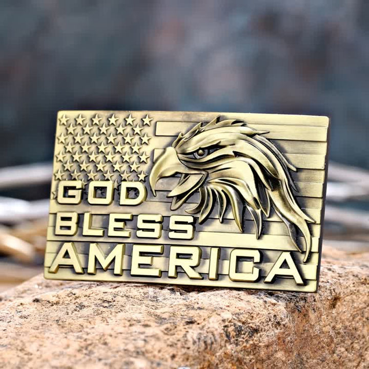Cintura in pelle fai da te con fibbia God Bless America Eagle da uomo