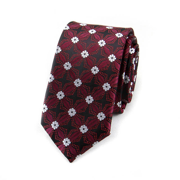Cravatta geometrica con ricamo floreale da uomo - Rosso - image 6