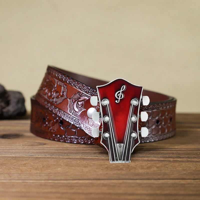 Cintura in pelle con fibbia per paletta di chitarra musicale fai da te da uomo