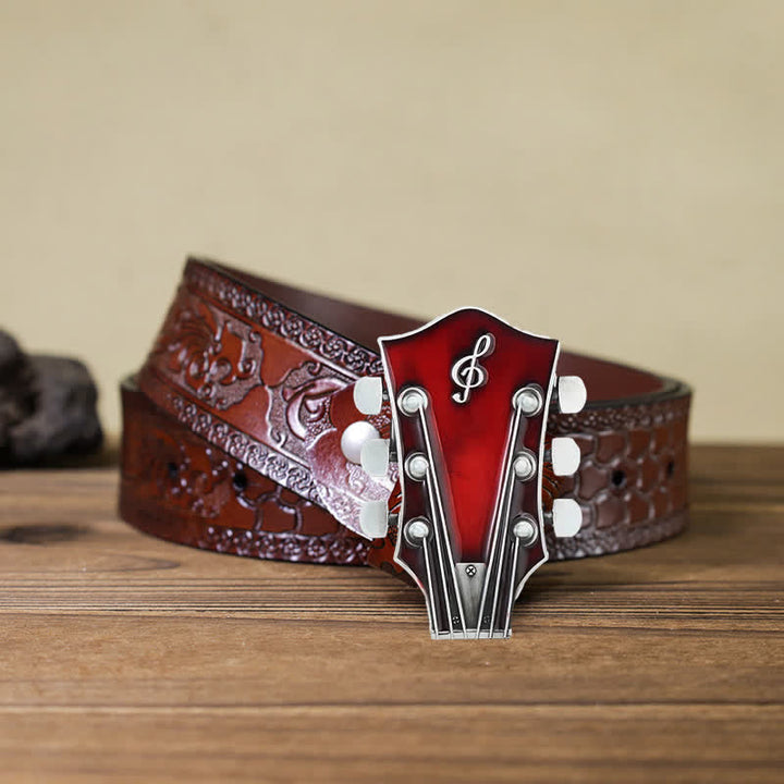 Cintura in pelle con fibbia per paletta di chitarra musicale fai da te da uomo