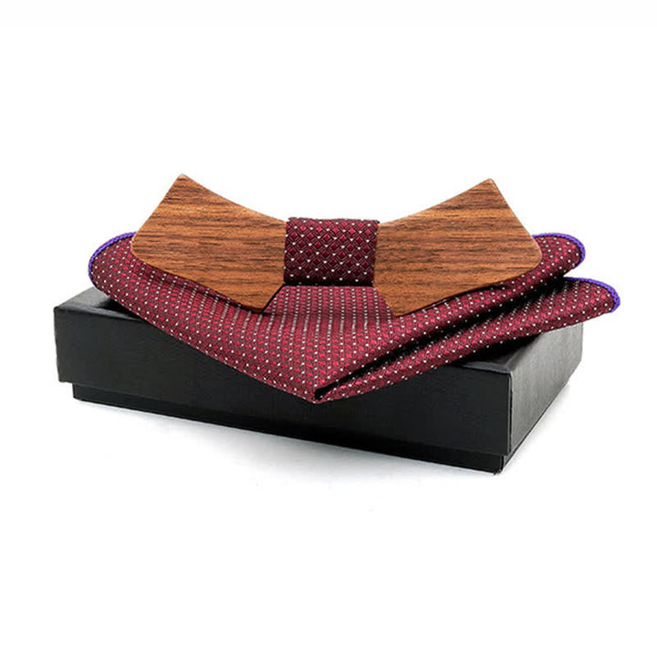 Set di 2 papillon in legno a forma di colletto da uomo