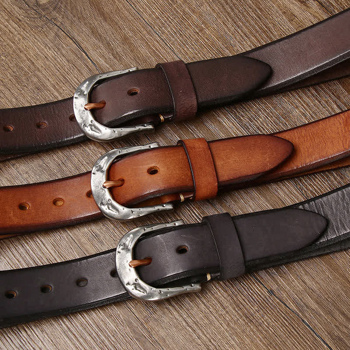 Cintura in pelle con fibbia intagliata vintage classica da uomo