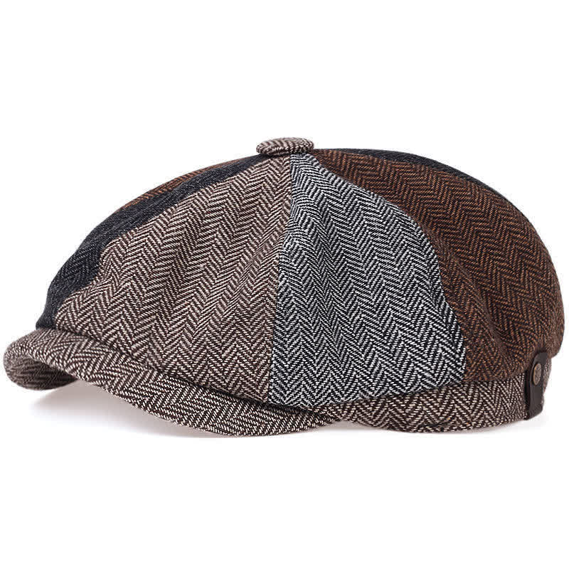 Cappello basco ottagonale a spina di pesce retrò - Colori assortiti - Regolabile (circa 22"-24") - image 0