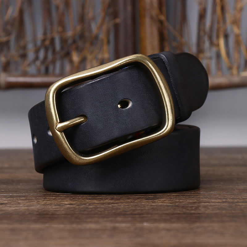 Cintura da uomo vintage in pelle di vacchetta pura spessa