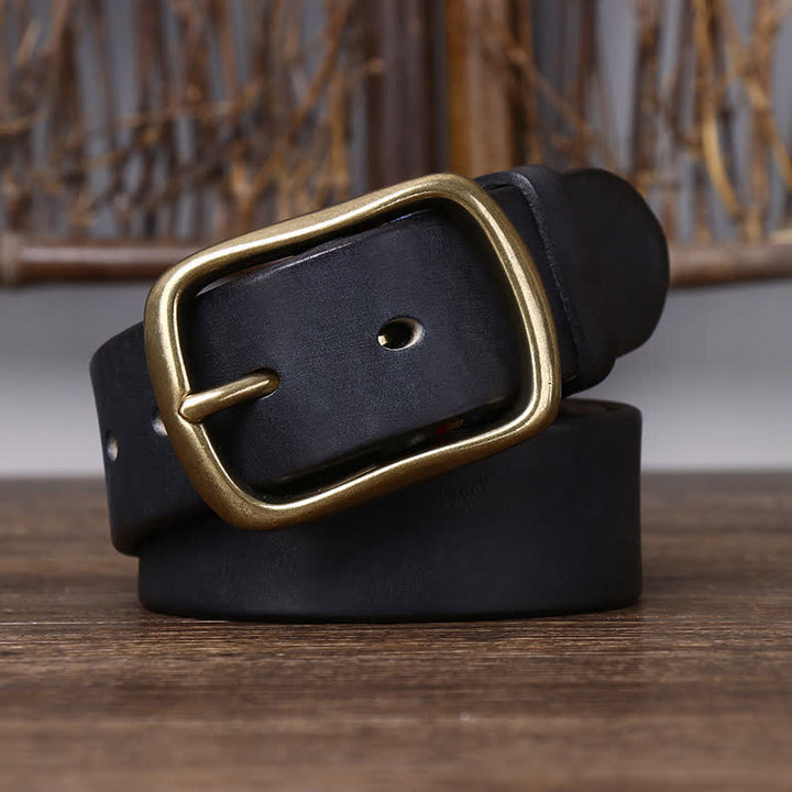 Cintura da uomo vintage in pelle di vacchetta pura spessa