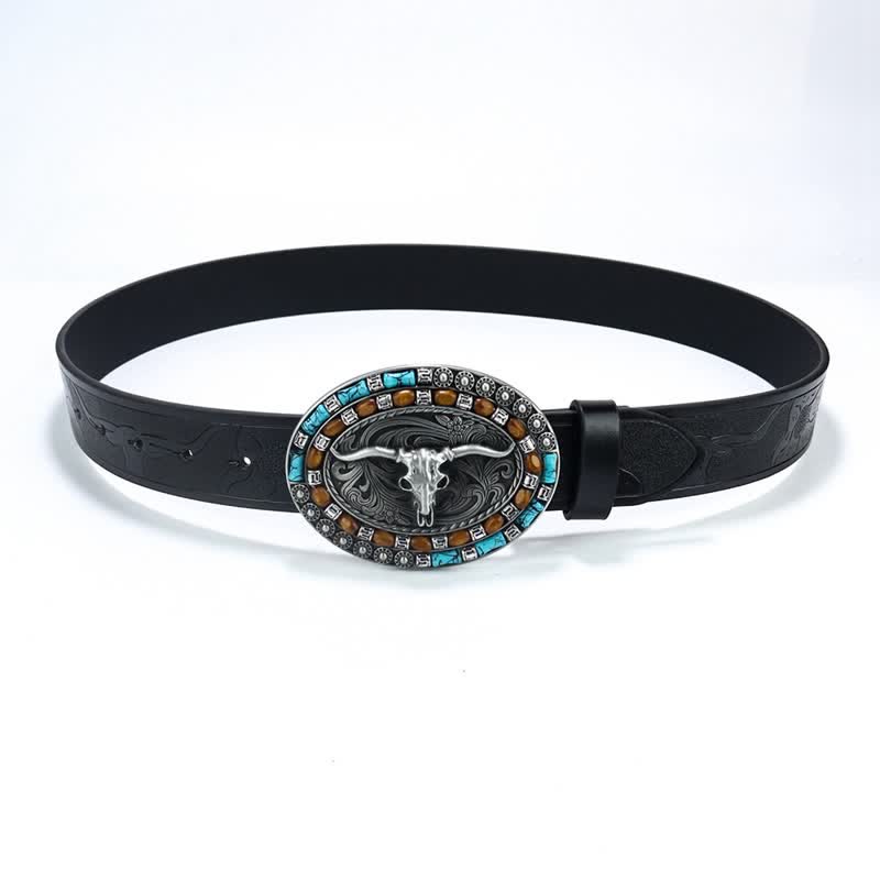 Cintura da uomo in pelle di toro turchese da cowboy western - image 18