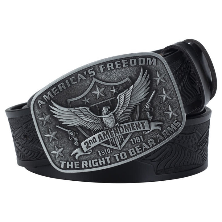 Cintura in pelle retrò da uomo con aquila America's Freedom - Nero / Grigio - 46 - image 6