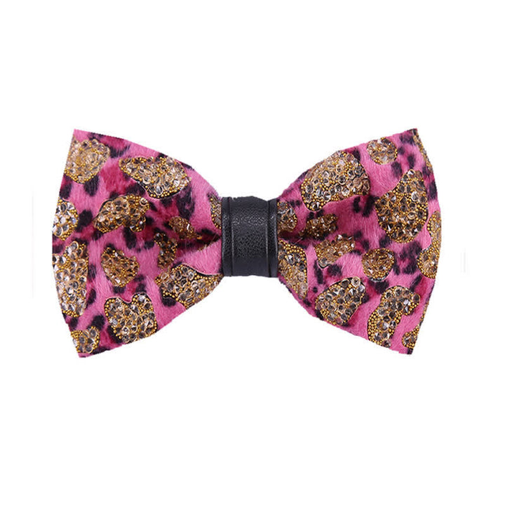 Papillon da uomo con cristalli blu e gialli leopardati