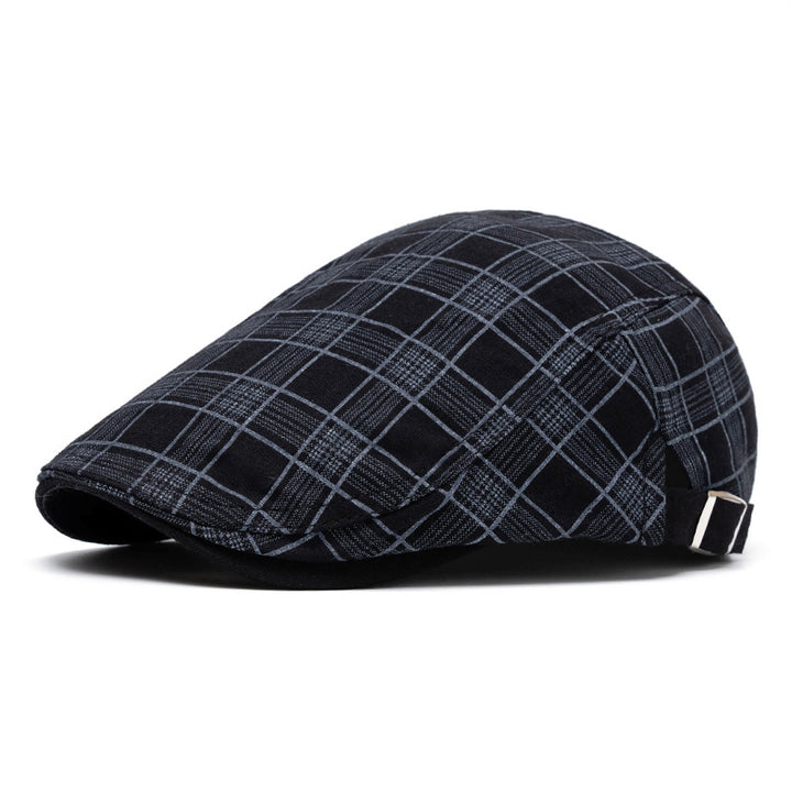 Cappello basco a righe e quadri in puro cotone, moda primavera ed estate - Griglia nera - Regolabile (22"-24") - image 11