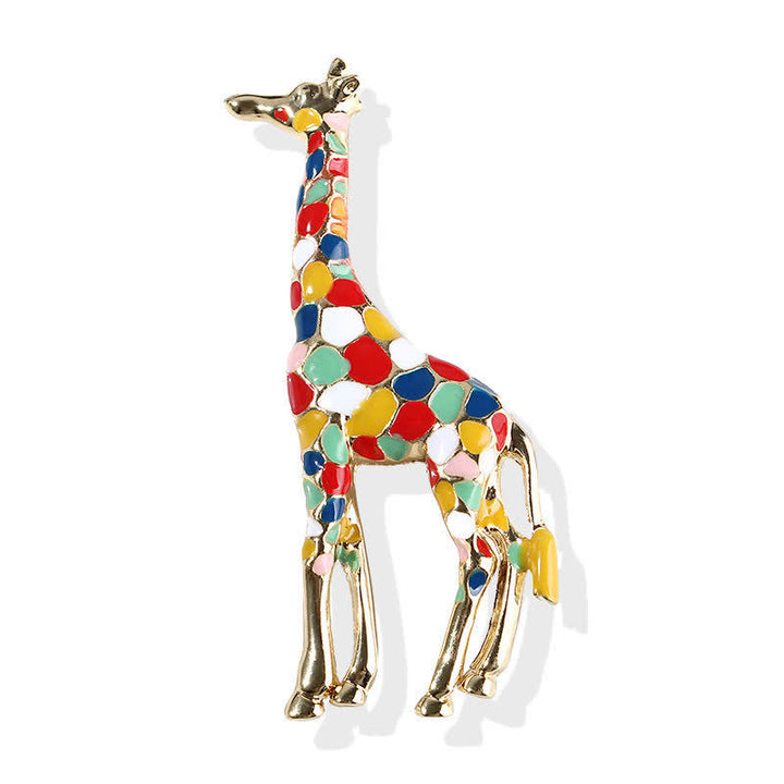 Spilla da donna a forma di giraffa in smalto lucido con motivo a cartoni animati