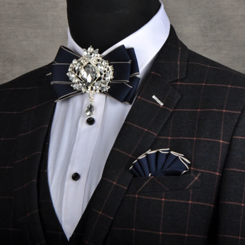 Set di 3 papillon con spilla e strass a righe