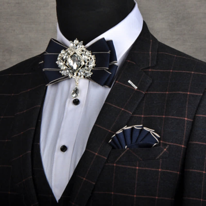 Set di 3 papillon con spilla e strass a righe
