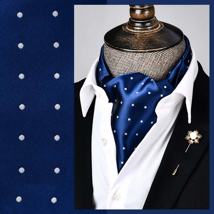 Cravatta RoyalBlue Modern Grandeur Floral Ascot Polka Dots