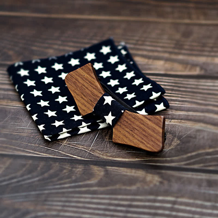 Set di 2 papillon in legno a forma di colletto da uomo
