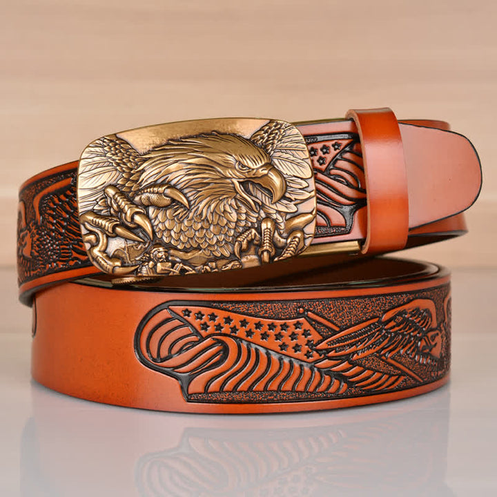 Cintura in pelle con fibbia automatica Mighty Eagle Sharp Claw da uomo - Marrone / Oro - 46 - image 21