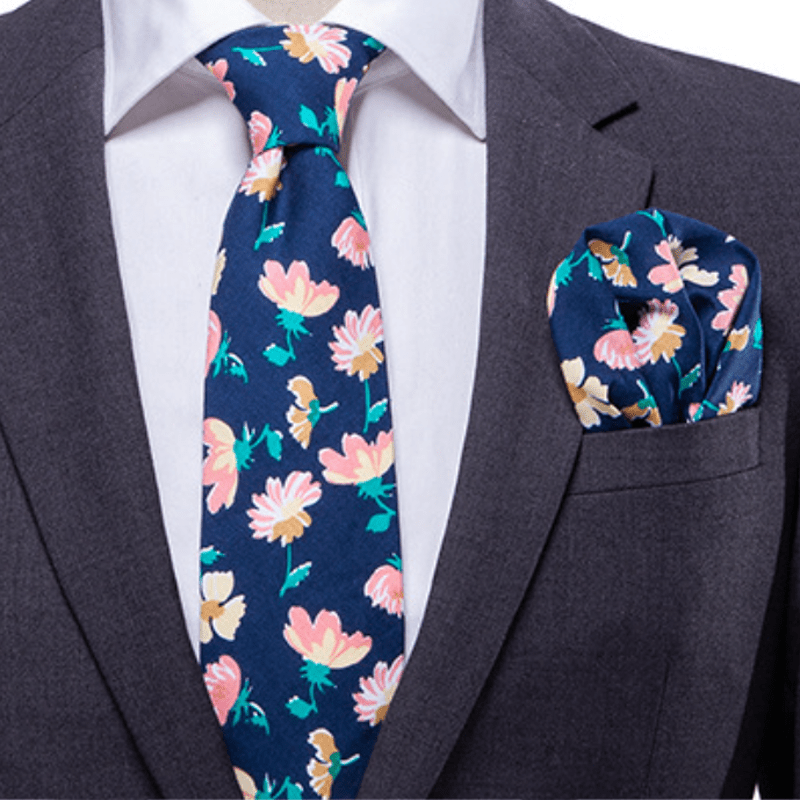 Set di 2 cravatte floreali da uomo con motivo letterario