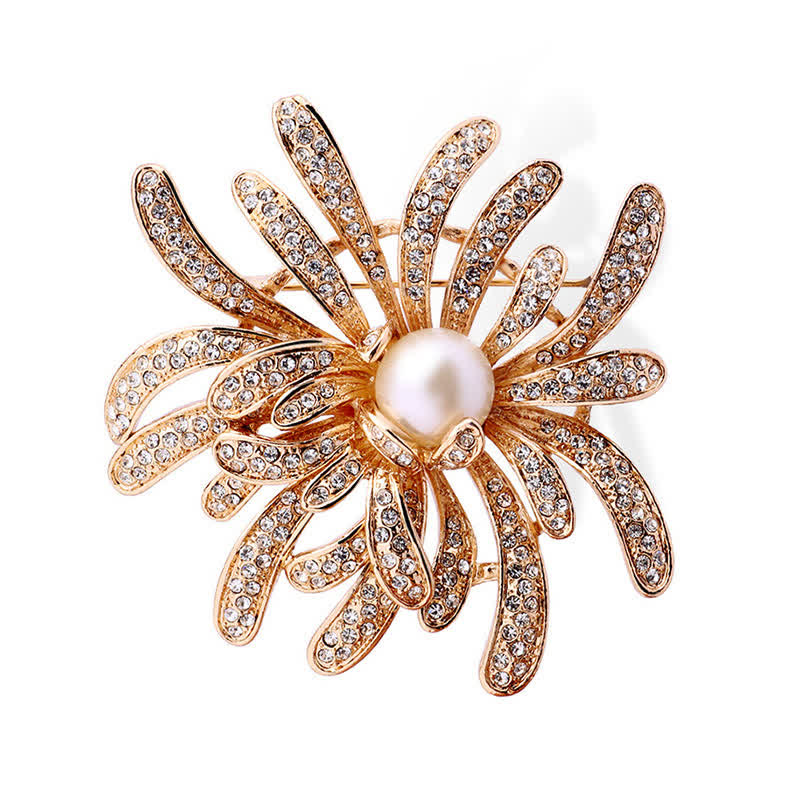 Spilla floreale in corallo da donna con perle