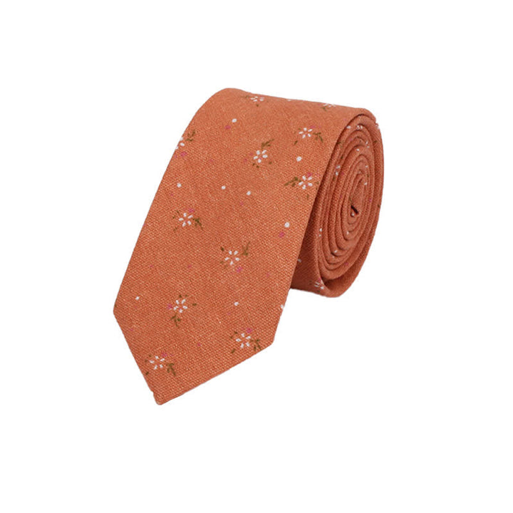 Cravatta sottile elegante floreale da uomo - Arancia - image 7