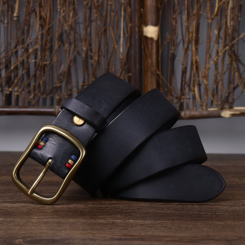 Cintura da uomo vintage in pelle di vacchetta pura spessa