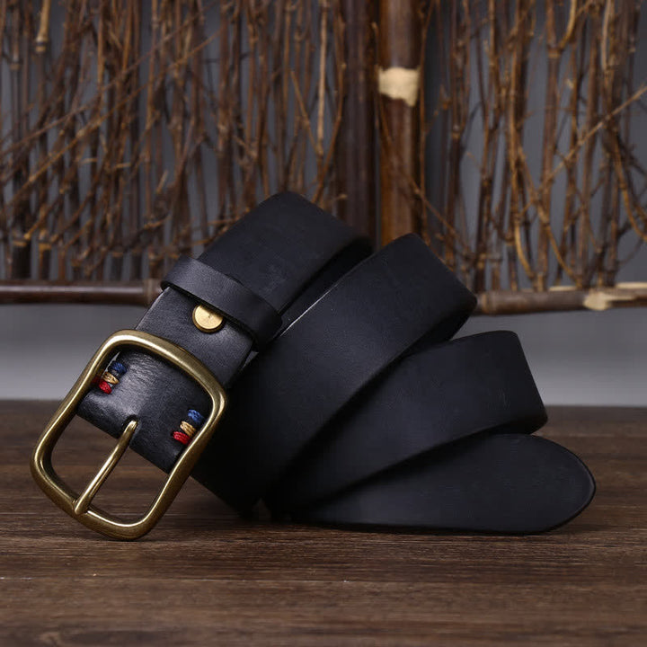 Cintura da uomo vintage in pelle di vacchetta pura spessa