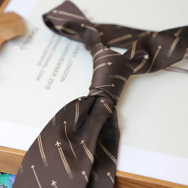 Cravatta da uomo con motivo Paisley a righe della serie Coffee Colors