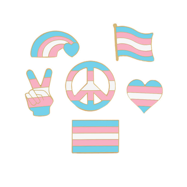 Spilla con bandiera arcobaleno rosa e blu Pride Day da 6 pezzi