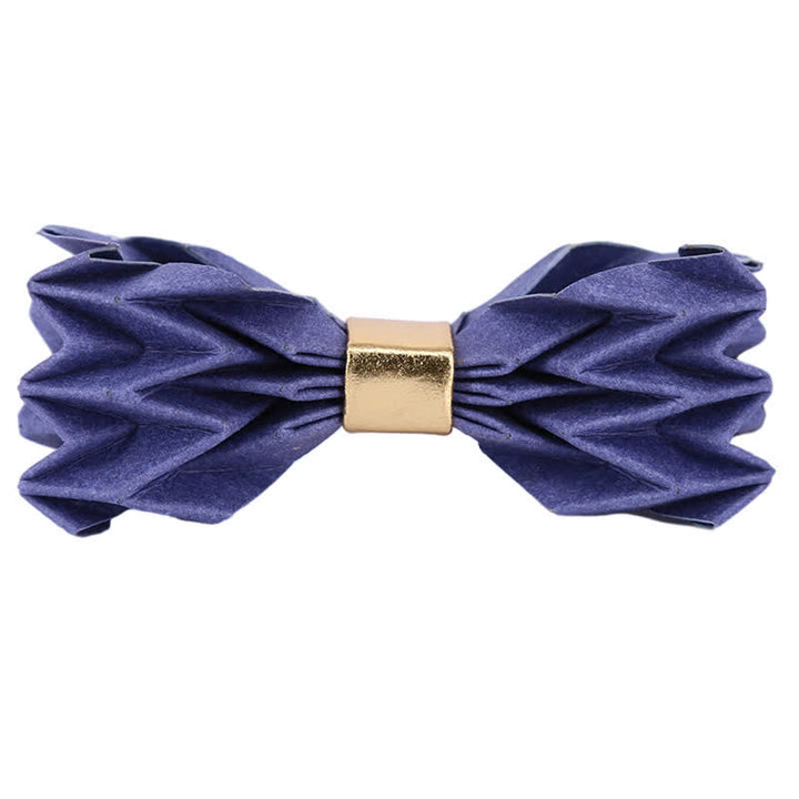 Papillon creativo da uomo in carta kraft ecologica - Blu e oro - image 17