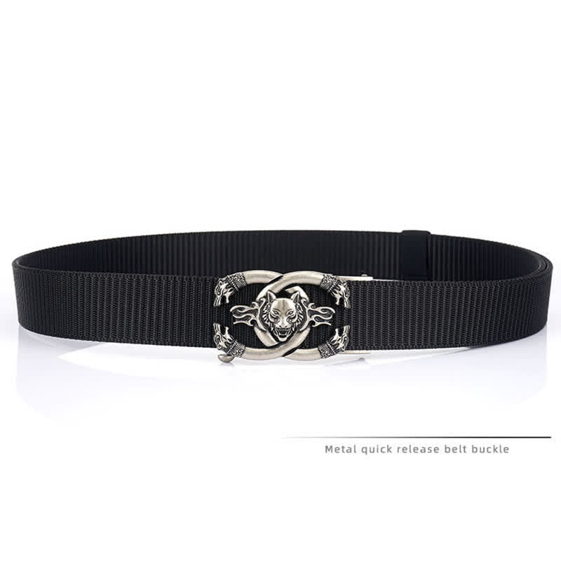 Cintura da uomo in nylon con scritta "Fierce Wolves In Flame"