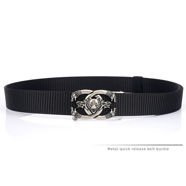 Cintura da uomo in nylon con scritta "Fierce Wolves In Flame"