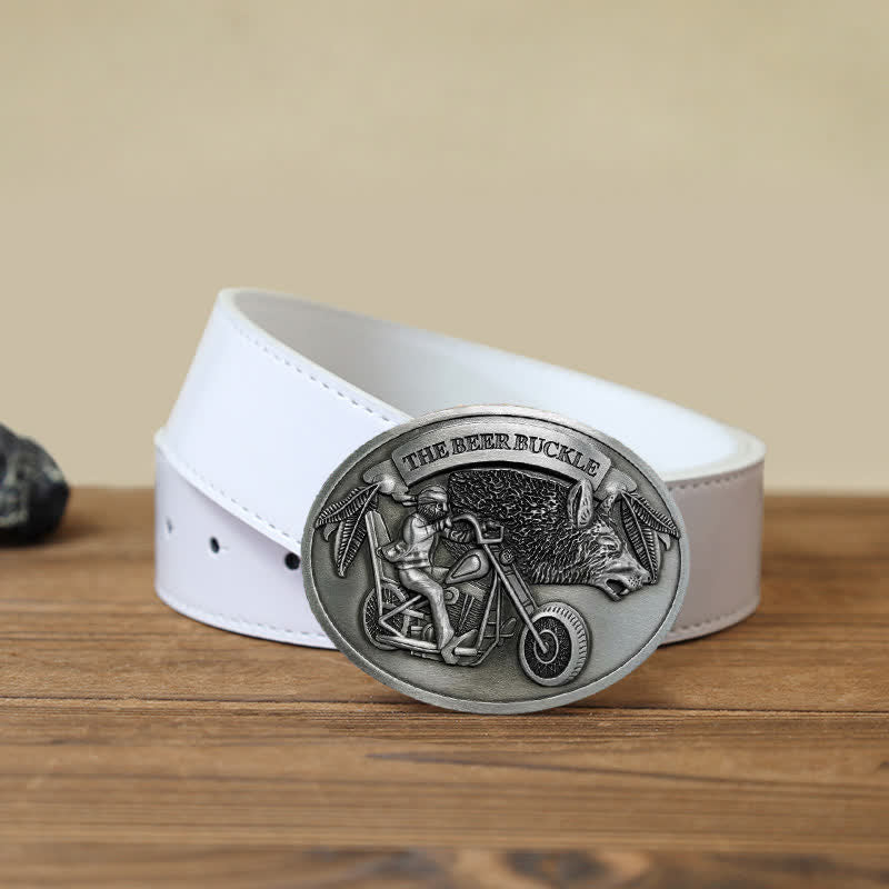 Cintura in pelle con fibbia porta birra creativa fai da te per motocicletta da uomo