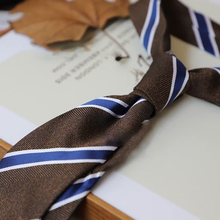 Cravatta da uomo con motivo Paisley a righe della serie Coffee Colors