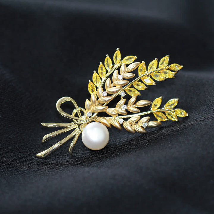Spilla da donna con spiga di grano e zirconi abbaglianti