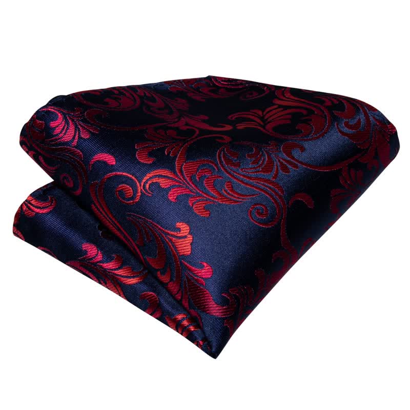 Set di 2 fazzoletti da taschino con papillon floreale rosso e blu navy da uomo
